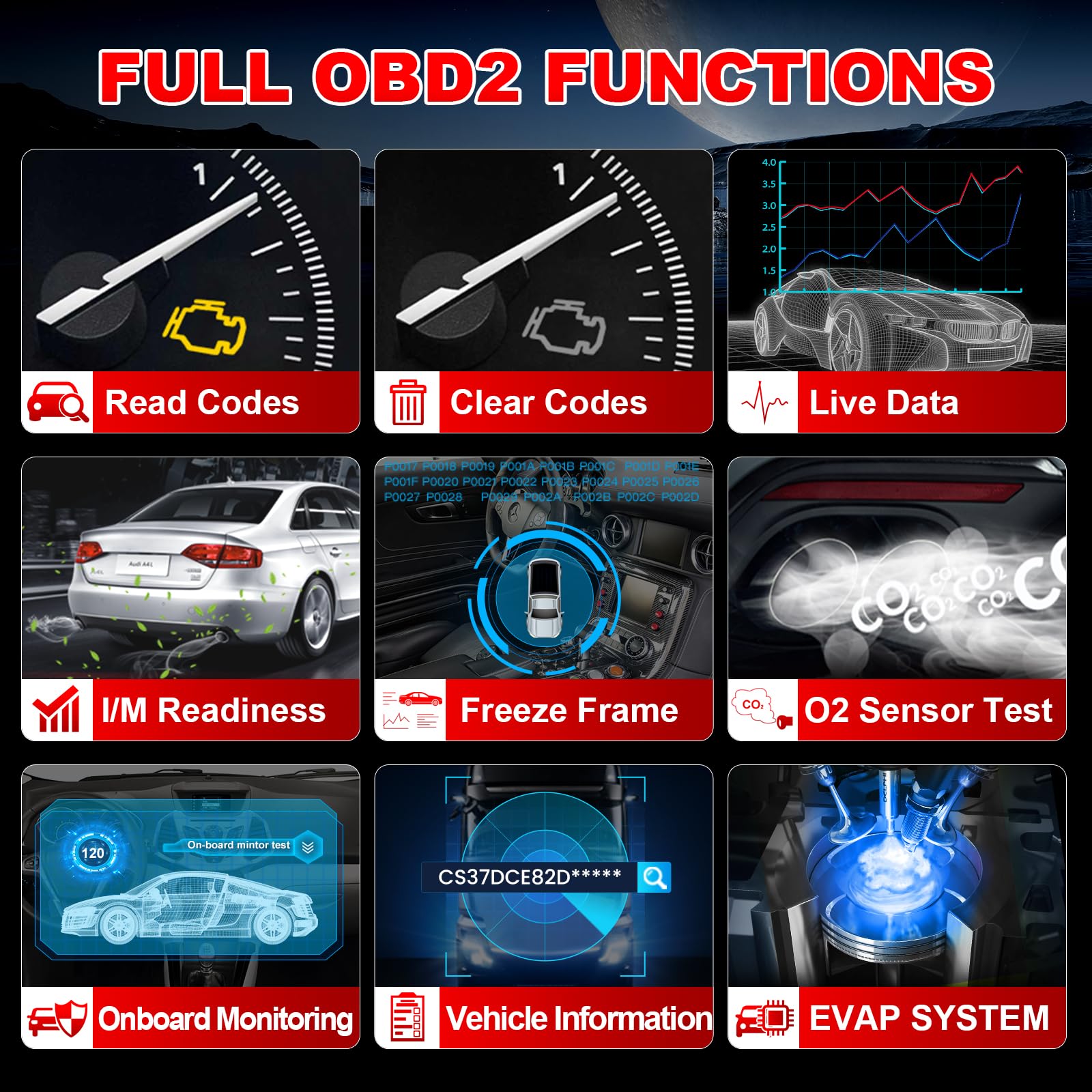 Lancio Creader 300 OBD2 scanner, lettore di codice di guasto del motore, supporta il flusso di dati di lettura, scanner per tutte le auto protocollo OBDII dal 1996, aggiornamento gratuito