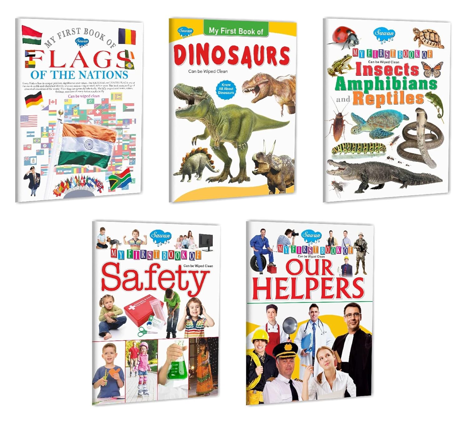 Picture Book Collection for Early Learning (Set of 5) – My First Book of Our Helpers, My First Book of Safety, My First Book of Flags of the Nations, … and My First Book of Amphibians and Reptiles