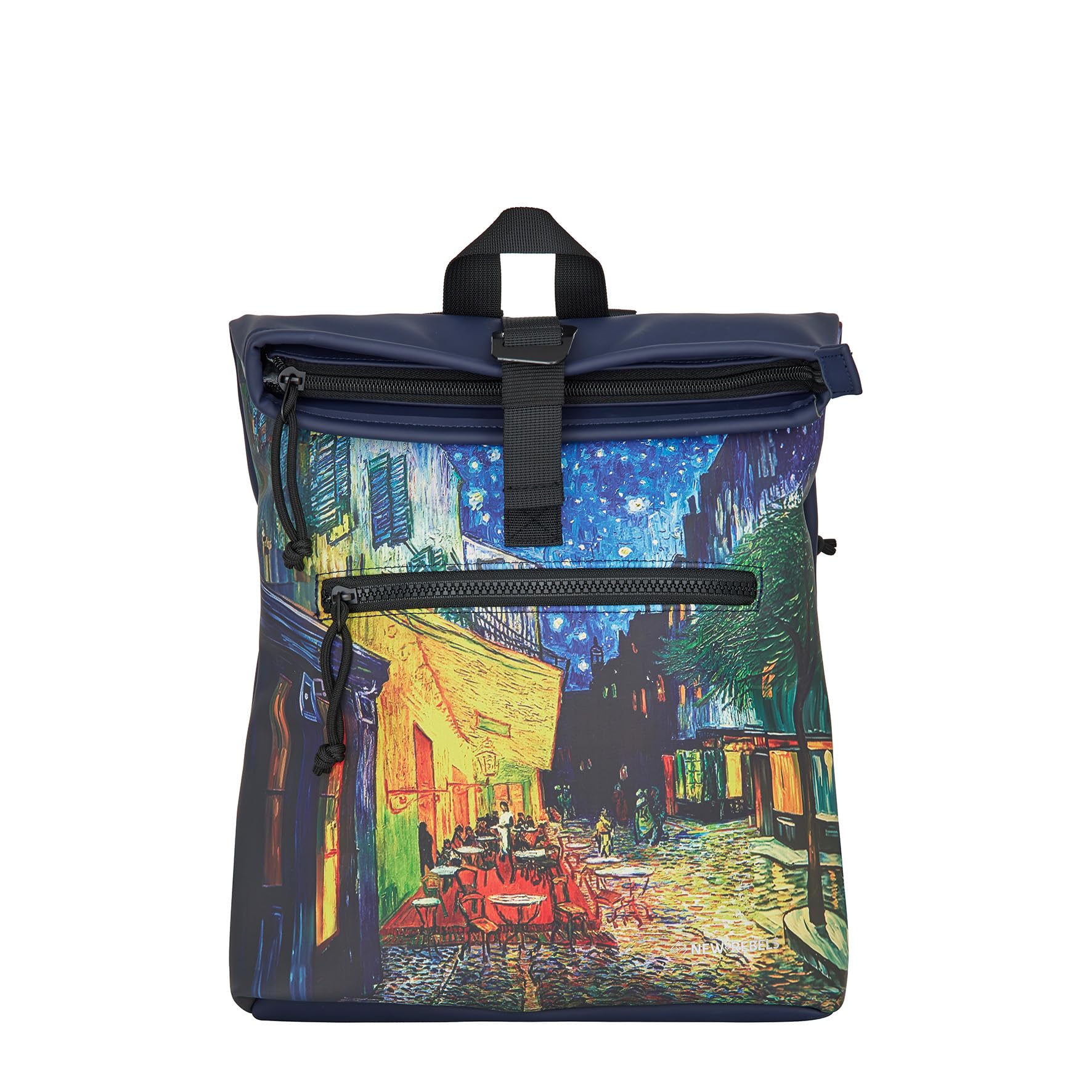 New Rebels Mart Los Angeles Cafe at Night Wasserabweisender Rucksack – 7l Rolltop – Modische Tasche Für Jedes Abenteuer – Wasserabweisender Rucksack Unisex - Night Darkgreen