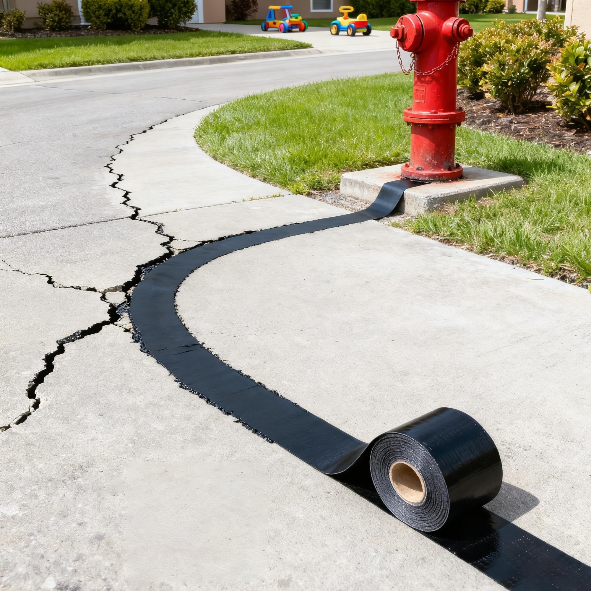 Asphalt-Rissband 15m x 5cm, Bitumen-Heißsiegelklebeband Wasserdicht & Langlebig | Einfach Anzuwenden für Asphalt, Zement, Einfahrten, Gehwegen, Parkplätzen & Dächer – Schwarz