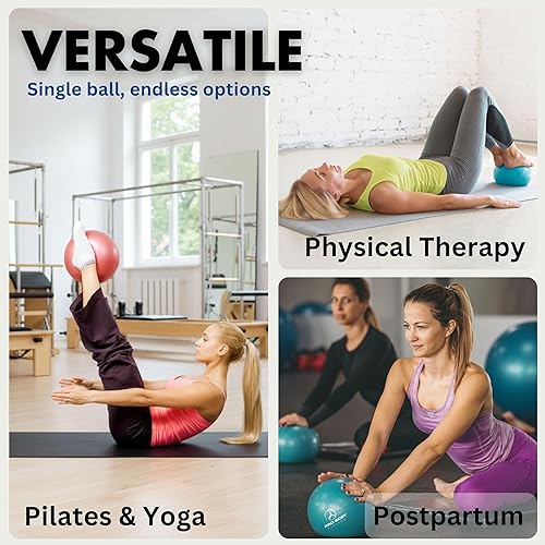 Miniatura 4 de ProBody Pilates Pelota de ejercicio de terapia física, pelota de ejercicio pequeña para entre las rodillas, bola de núcleo de 9 pulgadas, pelota de