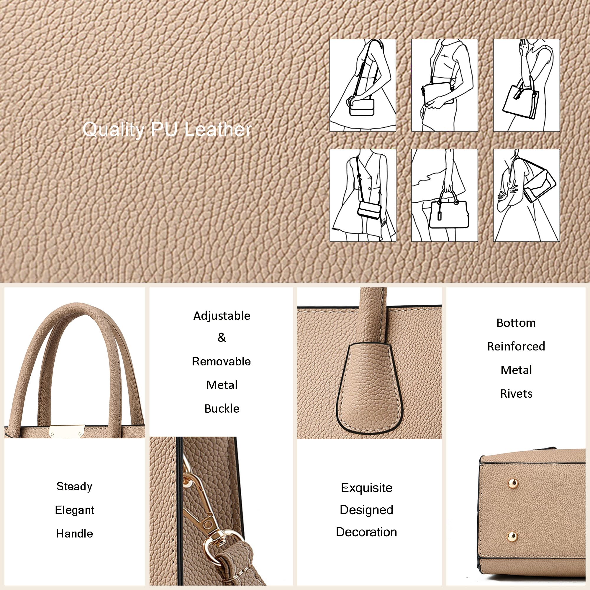 CHICAROUSAL Crossbody Purses and Handbags for Women PU Leather Tote Shoulder Bags Top Handle Satchel