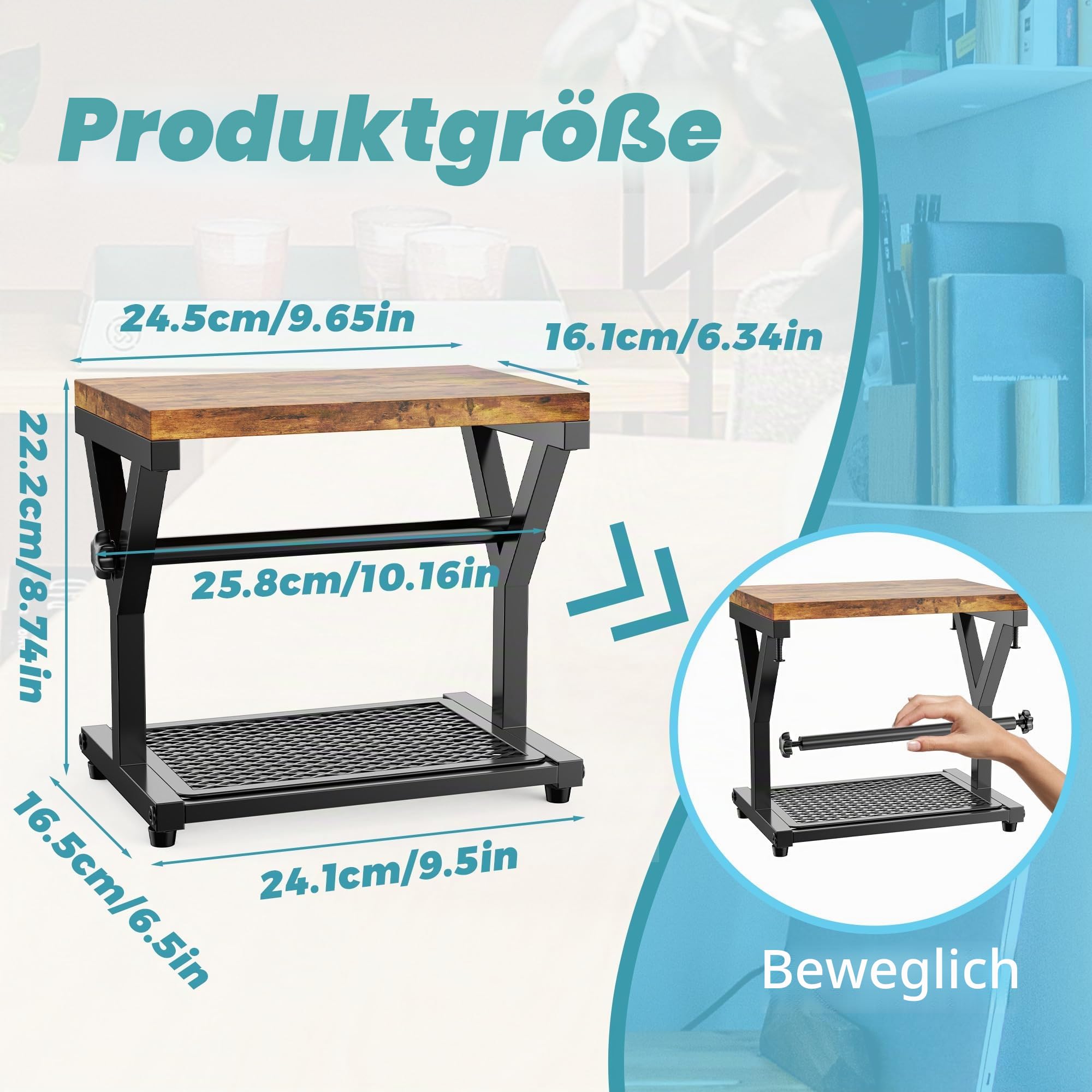 Thermo-Etikettenhalter für Rollen und Fächerfalz-Etiketten, Holzaufkleber-Rollenhalter für Thermodrucker, Desktop-Versand-Etikettenständer, Organizer, Zubehör für Heimbüro, kleine Unternehmen (Holz)