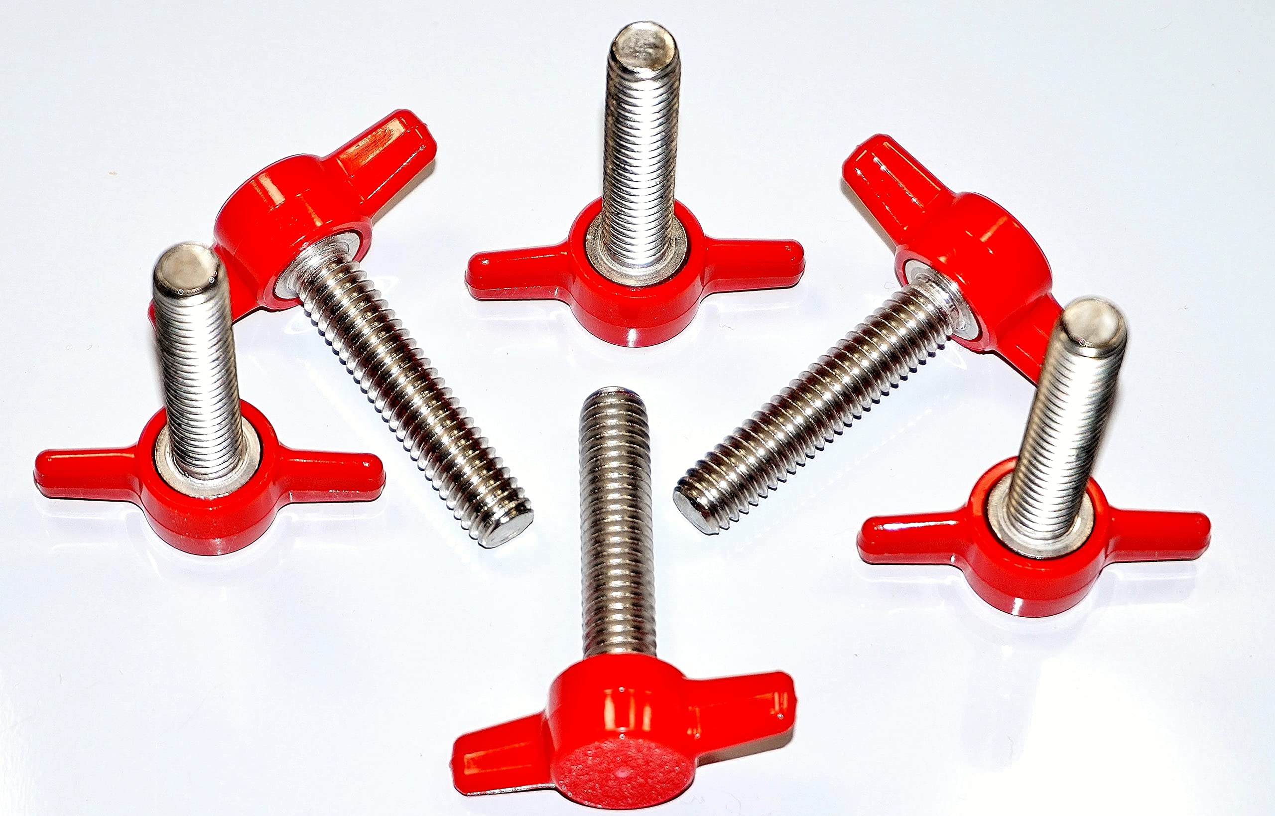 5/16 x 1 Thumb Screw Stainless Steel Thumbscrew Red Tee Wing Thumb Screws Standard/Coarse Plastic Knob Thumbscrew Stud 1