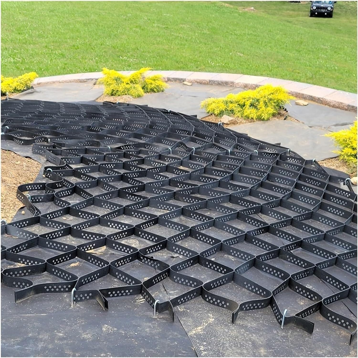 WaiDXn GYJ Gravel Ground Grid, Geogrid, Lane Stability Grid, Geogrid Parking Shed For Sidewalks, Easy To Assemble HY(8m x 6m (26ft x19.5ft))