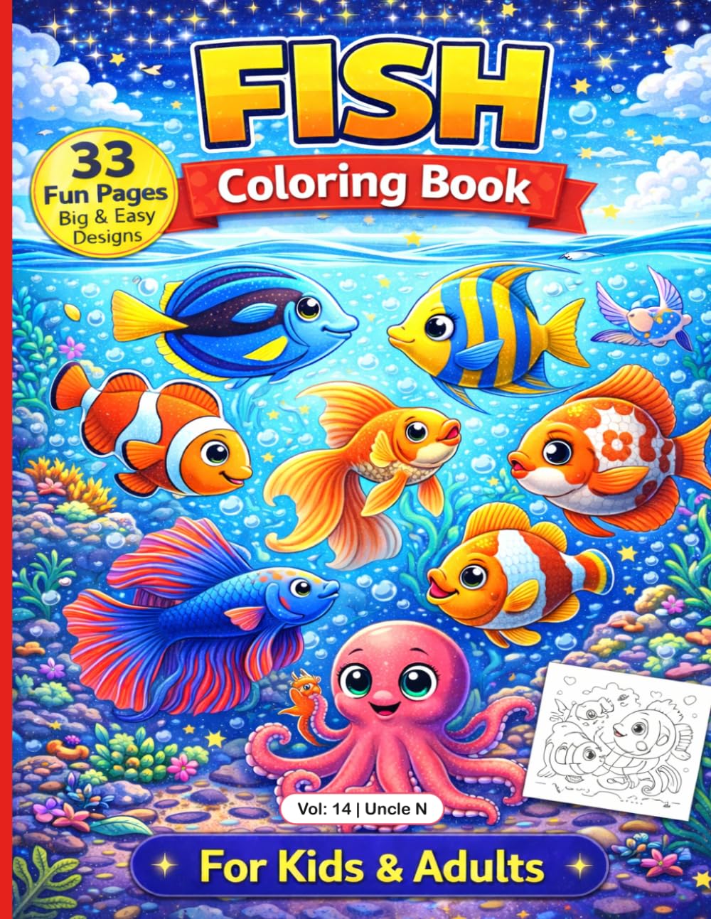 Fish Coloring Book: All types of Fish Drawing Coloring Book for Kids or Adults all Multi task, Relax, Create & Enjoy Every Page