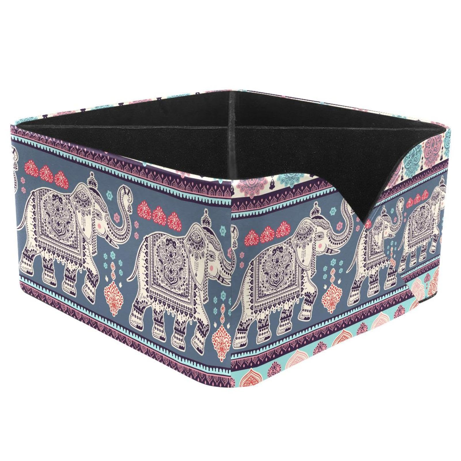 KengjuTesu Vintage African Tribal Ethnic Indian Lotus Ethnic Pattern Desktop Organizer Pen Holder, Rectangular Pencil Cup for Office, Study and Makeup Stations