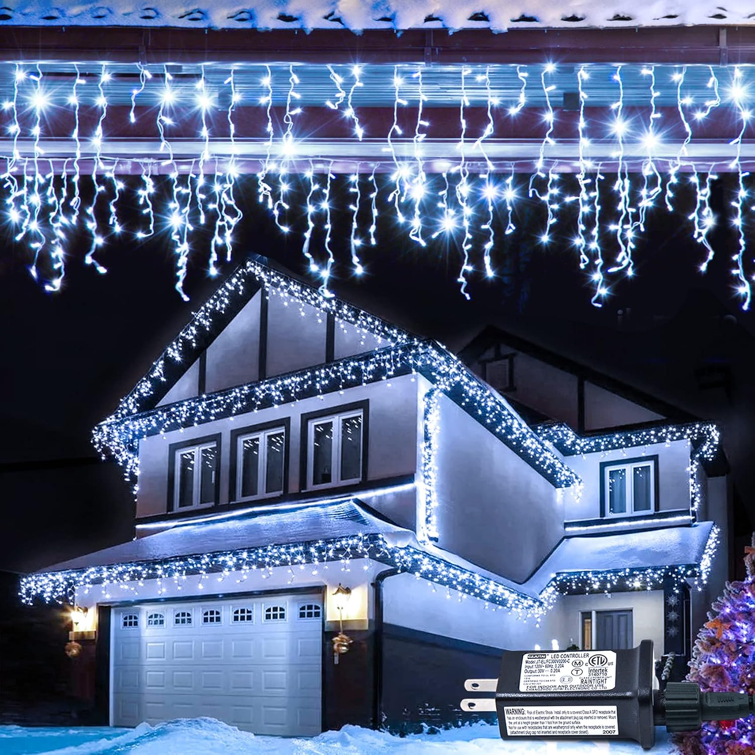 JMEXSUSS 77.6FT 800 LED Icicle Christmas Lights Outdoor, 8 Modes White Icicle Lights Outdoor Waterproof, Connectable Ice Lights Outdoor Christmas String Lights for House Wedding Christmas Decoration