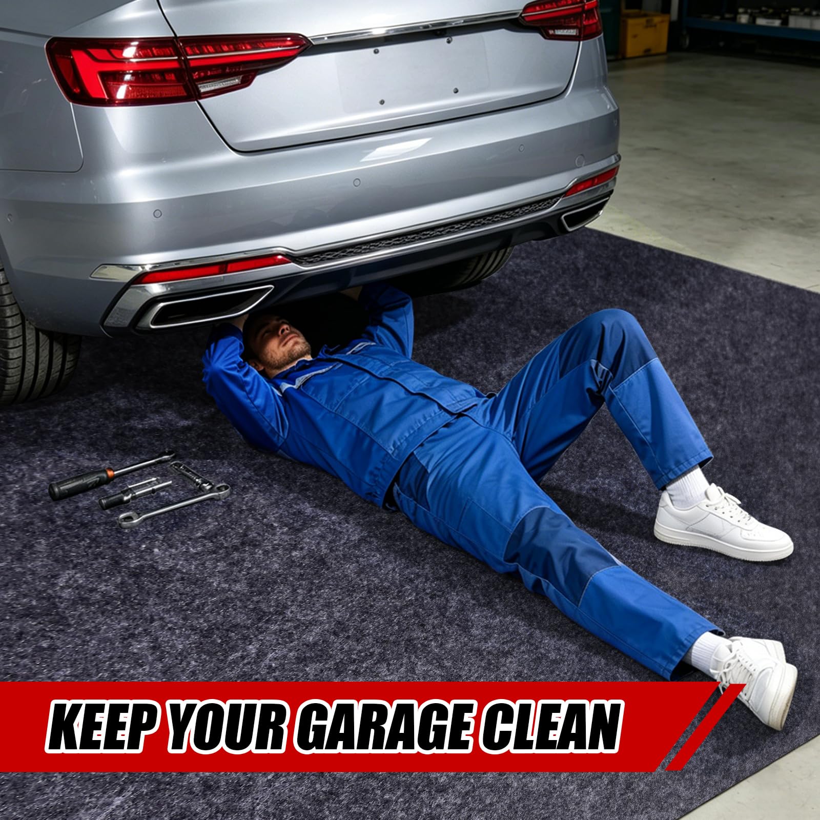 Best Garage Floor Mat 2026: 5 Oil-Containment Picks 1 Wouherkexm Garage Floor Mat 7.4x17 FT Large Waterproof Oil Spill Mat Non-Slip Ba — product photo