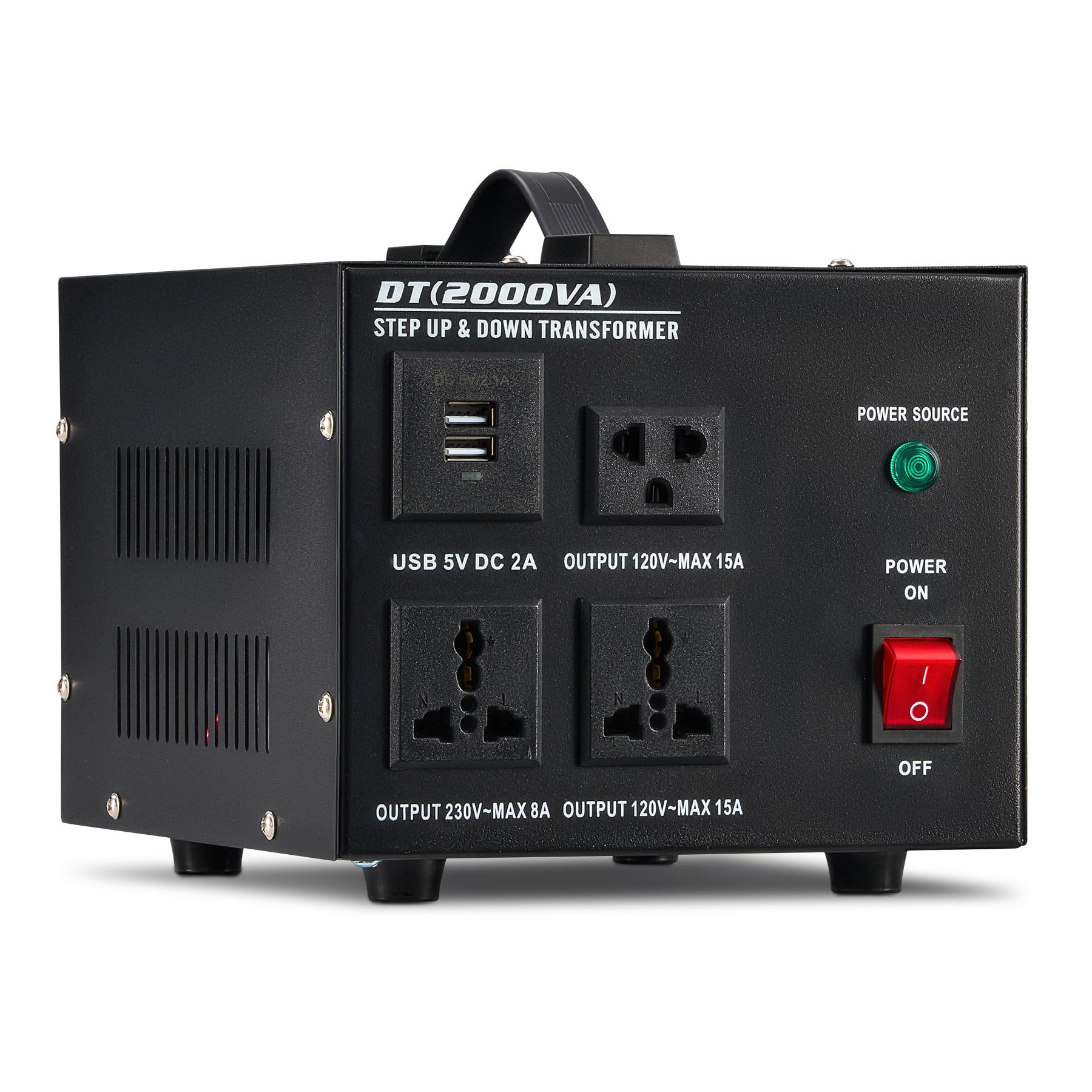 VONLUCE 2000W Transformator 220-110 Spanningsomvormer van 240/230/220V naar 110V met Automatische Schakelaar, Adapter van EU-Stekker naar VS met VS- Universele Stopcontacten USB-Poorten (2000W VONLUCE 2000W Transformator 220-110 Spanningsomvormer van 240/230/220V naar 110V met Automatische Schakelaar, Adapter van EU-Stekker naar VS met VS- Universele Stopcontacten USB-Poorten (2000W