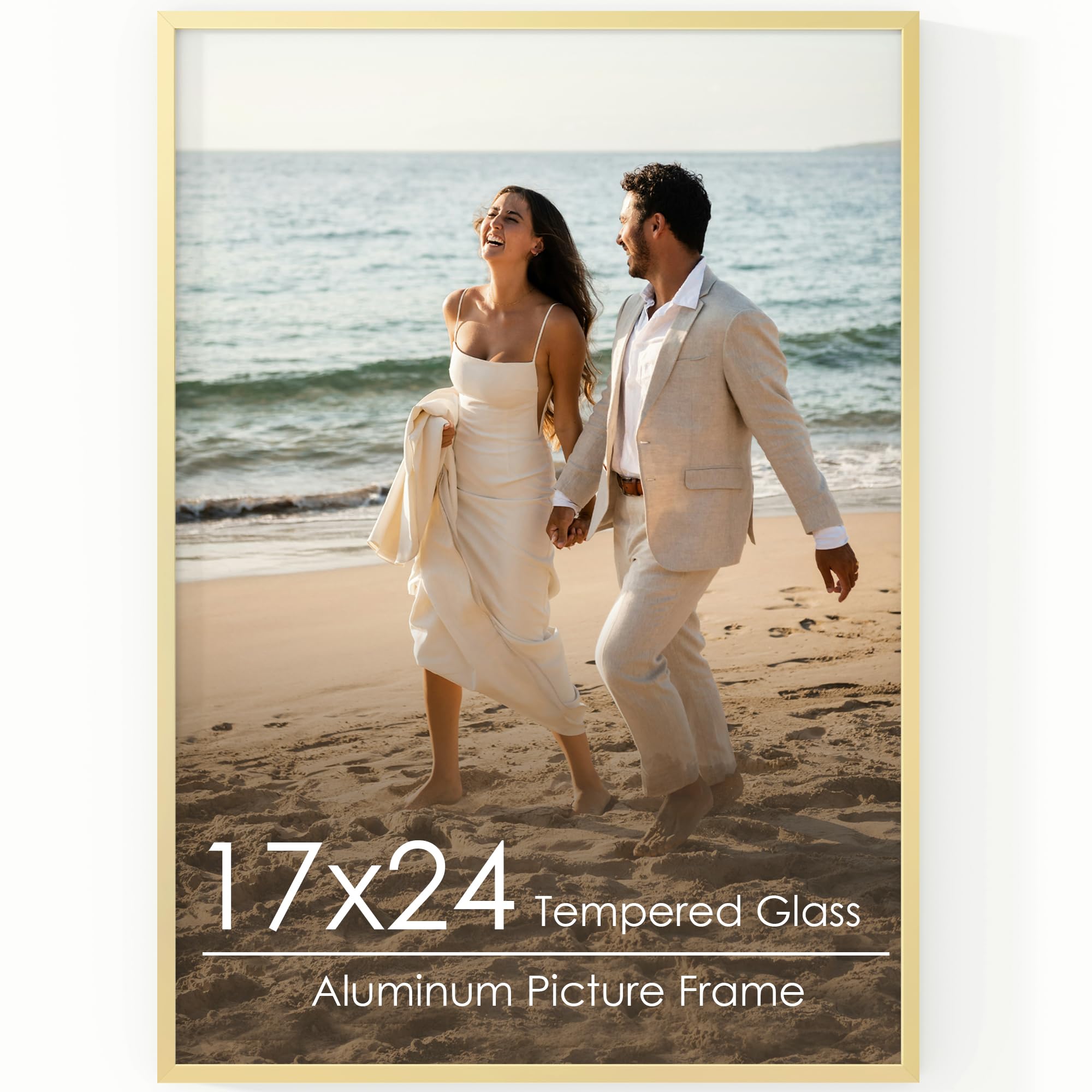 FLYJOE 17x24 Metal Picture Frame Gold