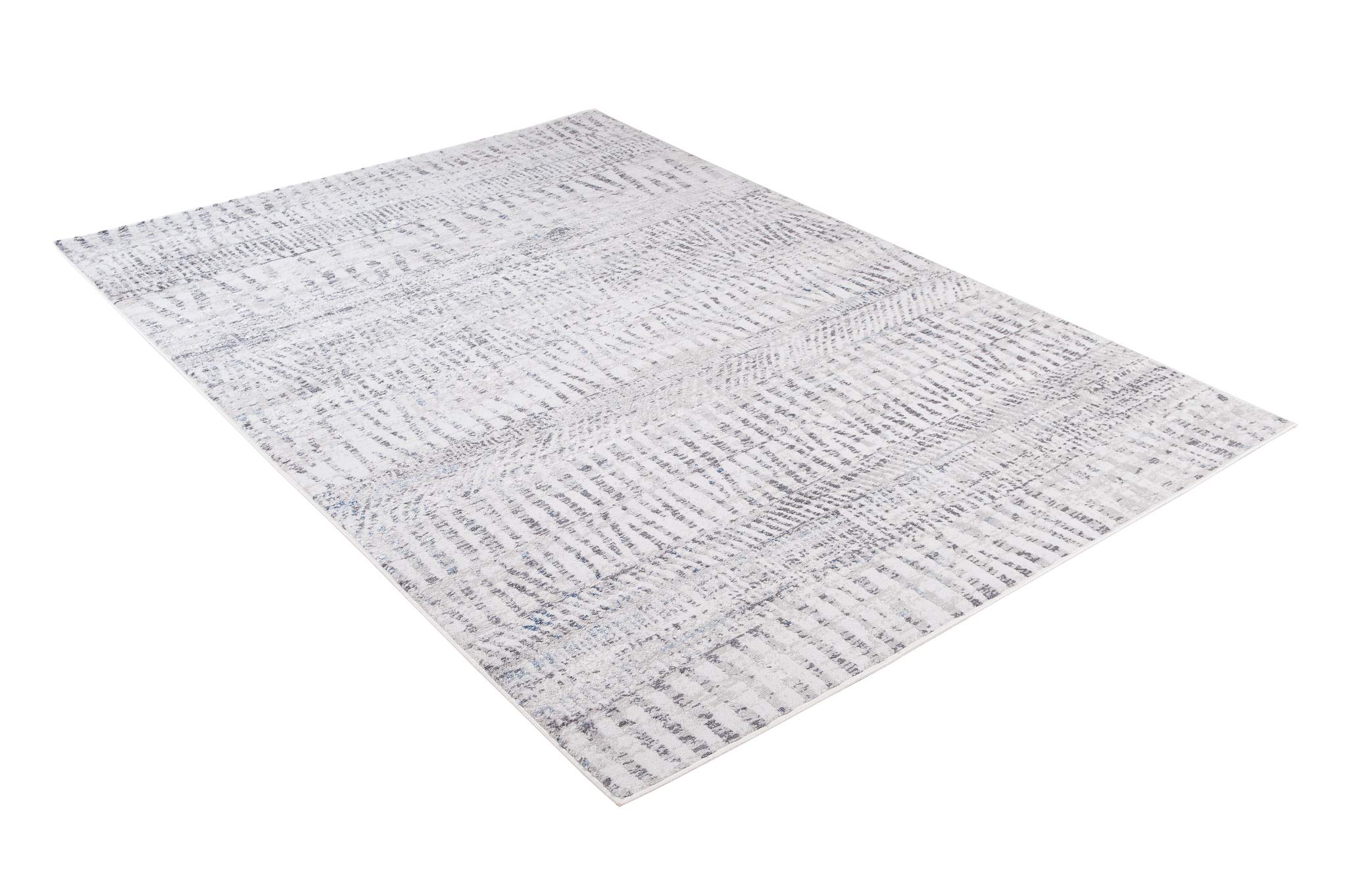 TAPISO Sky Tapis de Salon Chambre Salle à Manger Adulte Bureau Design Moderne Bleu Clair Gris Clair Vintage Moucheté Motif Ethnique Poil Court Doux Moelleux 80 x 150 cm