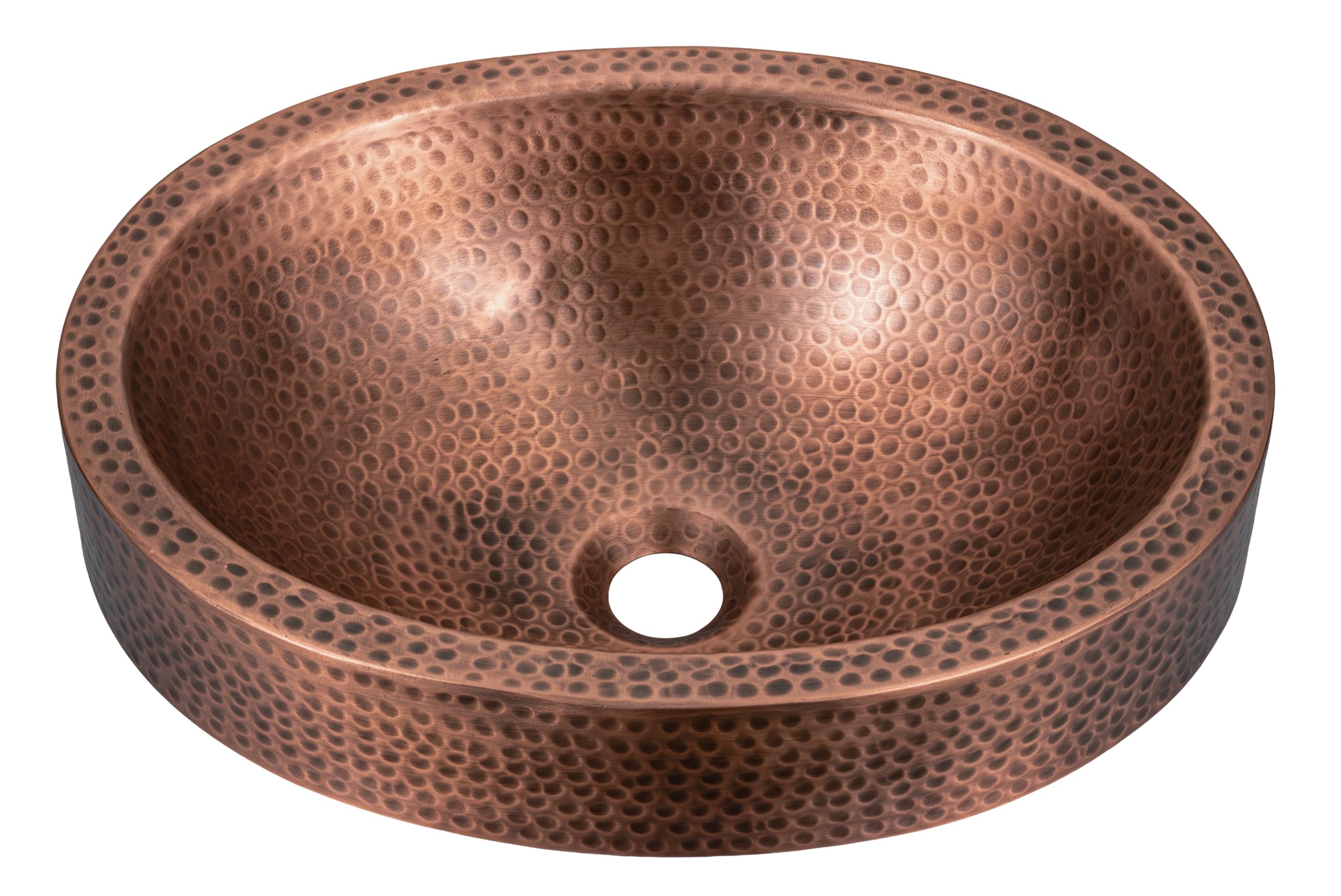 Monarch Abode Hand Hammered Skirted Sink, Pure Copper, 17 inches (Drop in or Vessel)