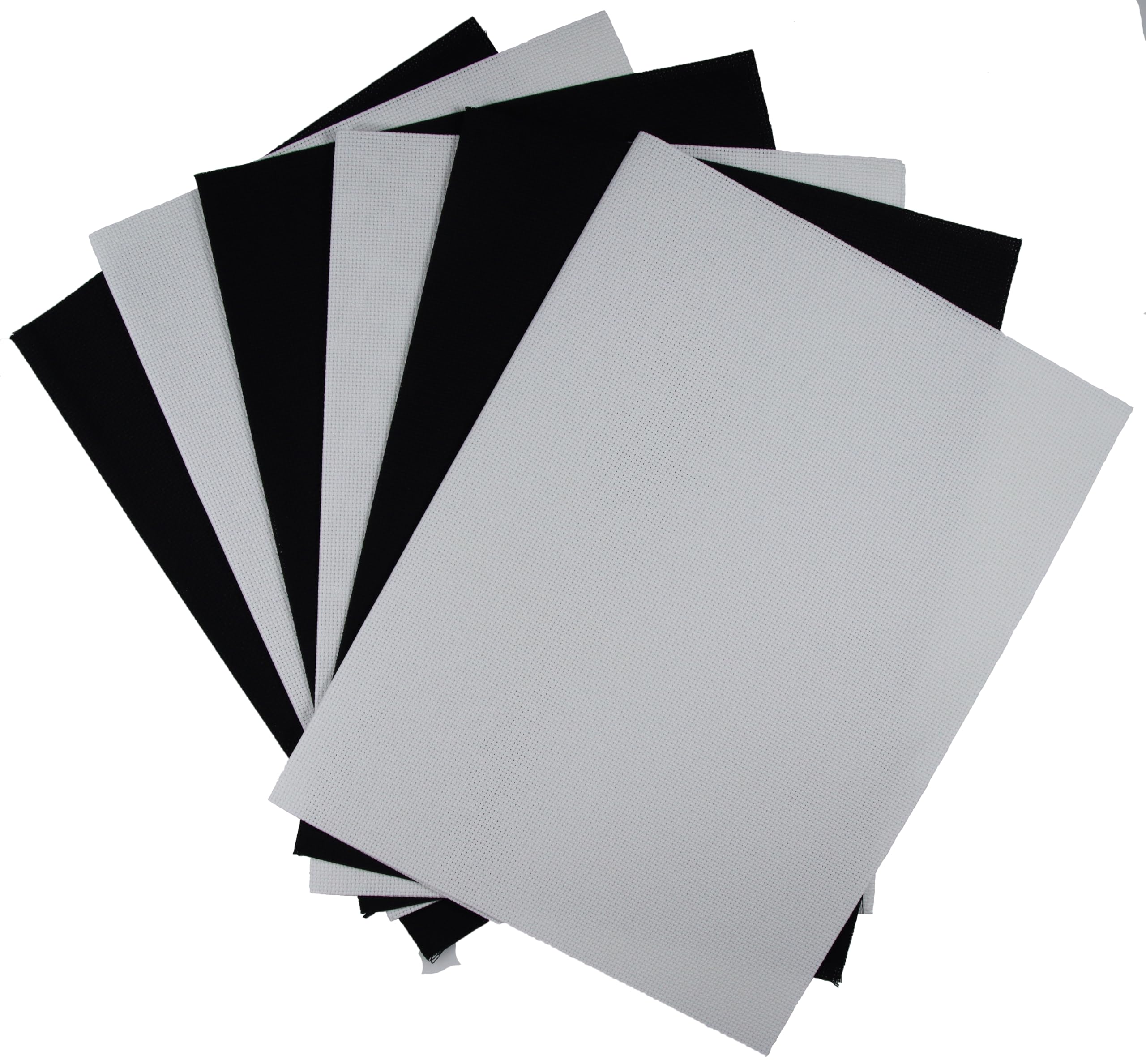 KCS 4/6 pc of 12" x 18" 30cmx45cm 16CT Counted Cotton Aida Cloth Cross Stitch Fabric (White+Black, 6 pc)