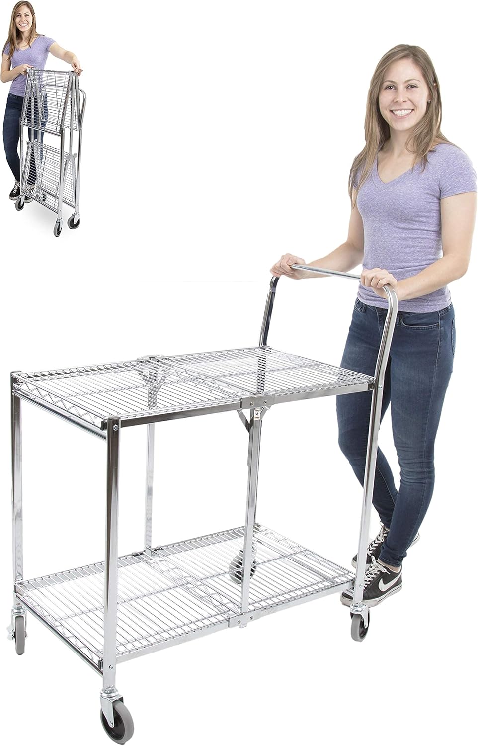 Stand Steady Original Tubstr Collapsible 2 Shelf Wire Cart