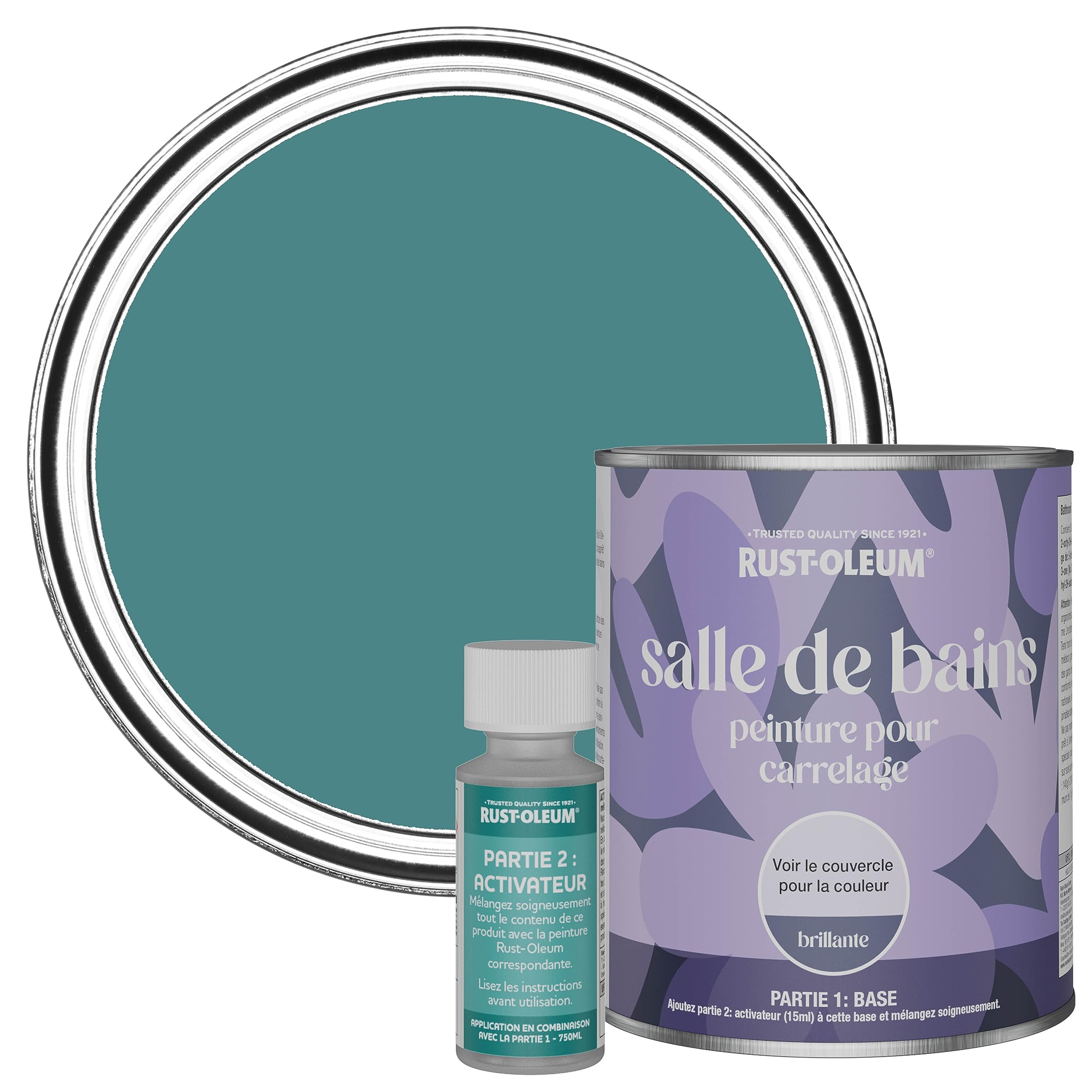 Rust-Oleum Peinture Verte Résistante à l'eau pour Carrelage de Salle de Bain, Finition Brillante - Plume de Paon 750ml