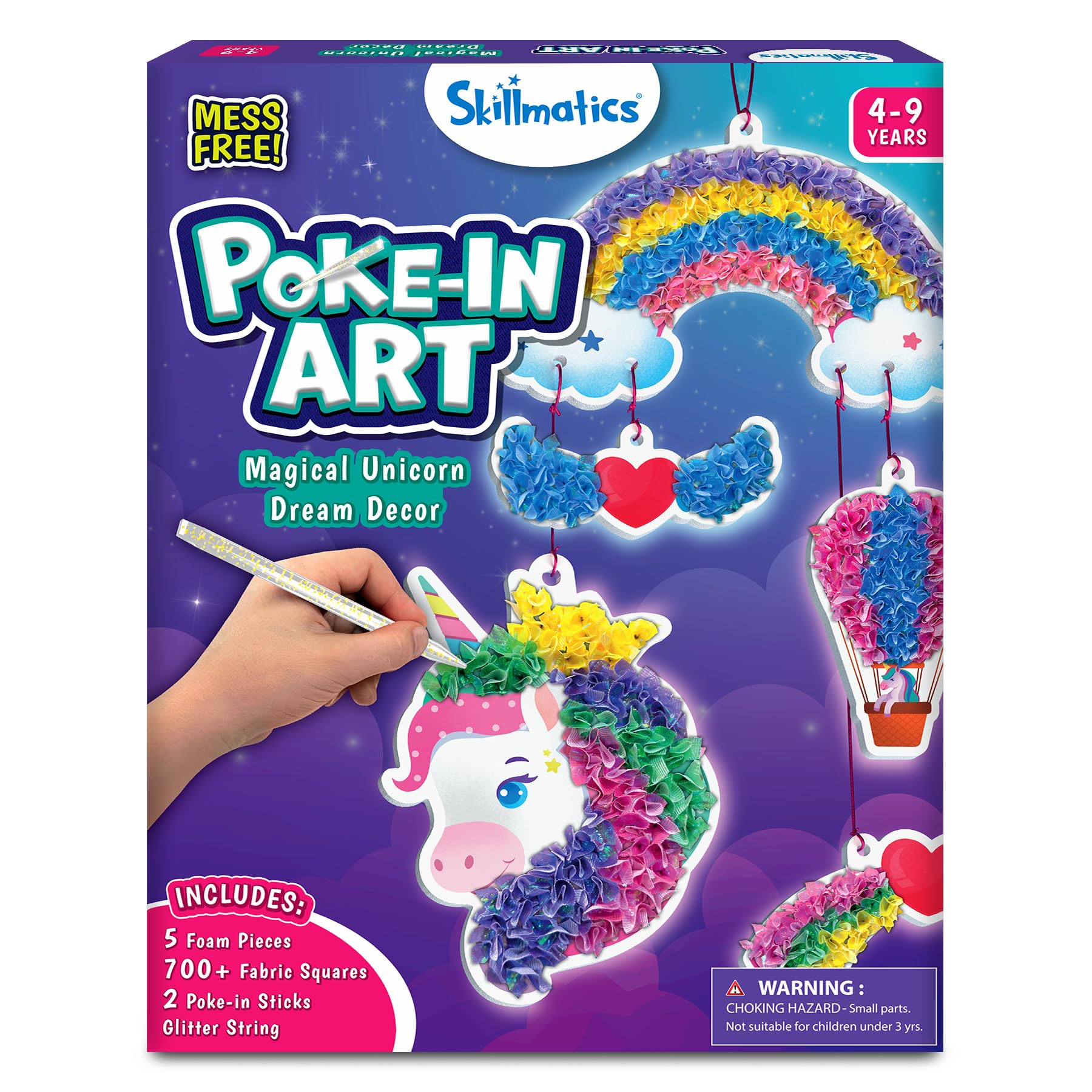 Skillmatics Foam, Wood, Fabric Poke-in Art - Magical Unicorn Dream Decor, Mess-Free Fun for Kids, DIY Craft Kits, Creative Activity, Gifts for Ages 4, 5, 6, 7, 8, 9, Multicolor
