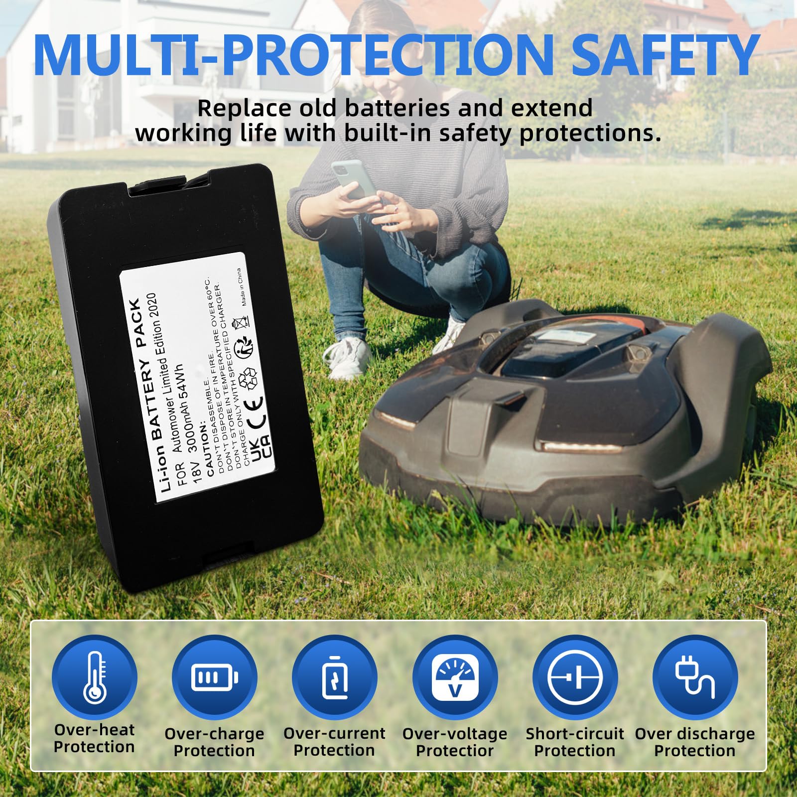 Mähroboter Akku 18V/4000mAh - Für Husqvarna & Gardena