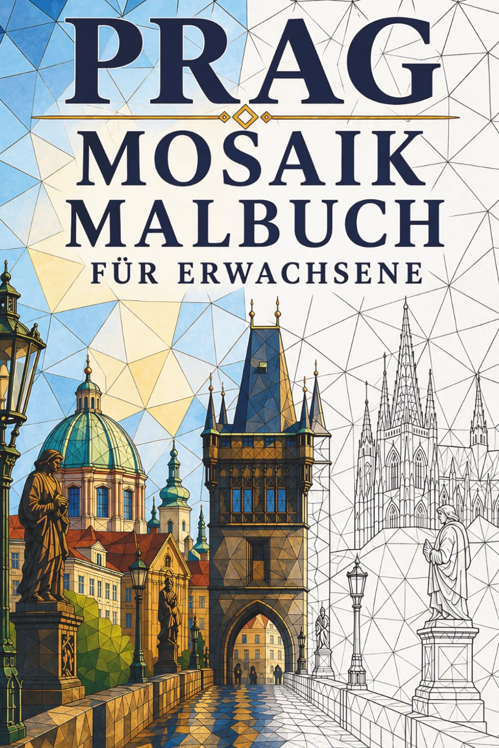 Prag Mosaik Malbuch für Erwachsene: 30 Ausmalbilder mit gotischer Architektur, Altstadt-Motiven und europäischen geometrischen Mustern zur Entspannung (Mosaik-Reisen: Dreiecke der Welt)