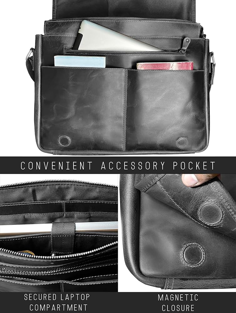 Amazon.com: Leather Messenger Bag for Men 16