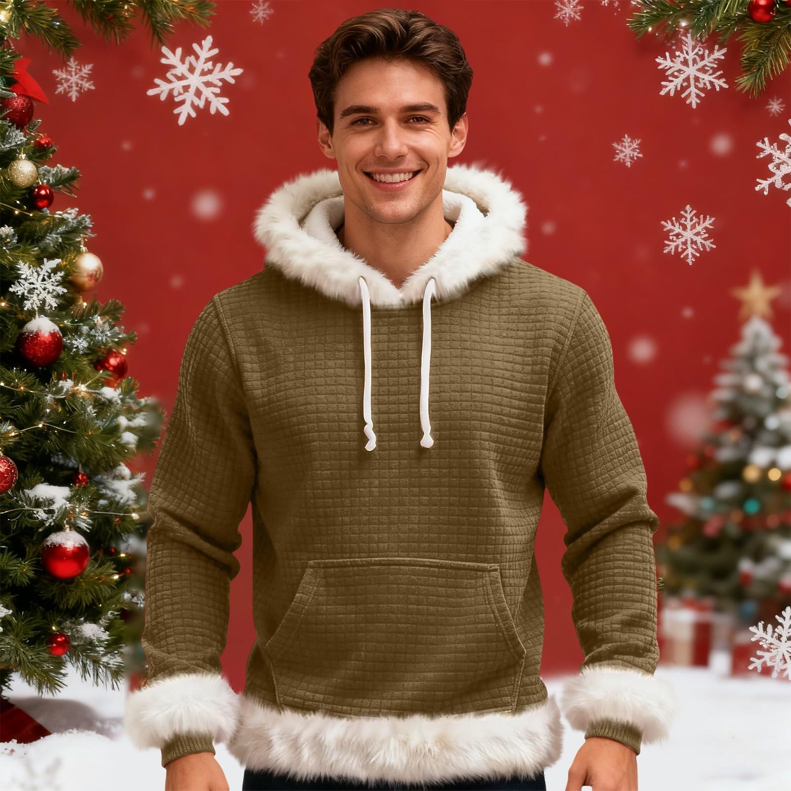 Chaqueta Verano Hombre Sudadera con Capucha De Forro, Estilo Oversize, Tallas Grandes, Manga Larga, Casual, Ideal para Invierno. L (Khaki, S) Camisa Sin Mangas Ropa Cortavientos