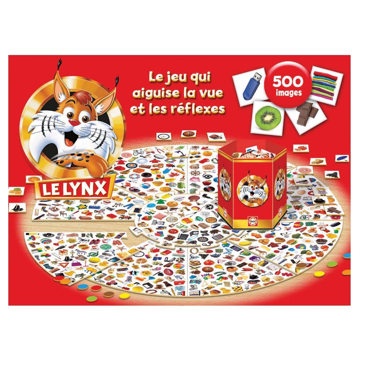 Educa - Giochi da tavolo Le Lynx 500 Immagini | Gioco da tavolo edizione Compleanno per affilare Vista e riflessi | Gioco da tavolo per Divertirsi in Famiglia e Amici | consigliato a 6 Anni (19423)