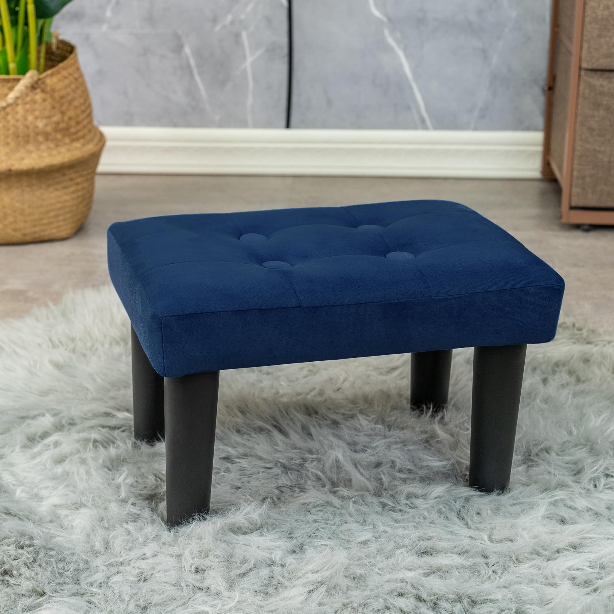 CAROLMADE Ottoman Foot Rest, Velvet Small Ottoman Foot Stool with Legs Modern Footstool Ottomans for Living Room Entryway Office, (Velvet-Blue)-image-35