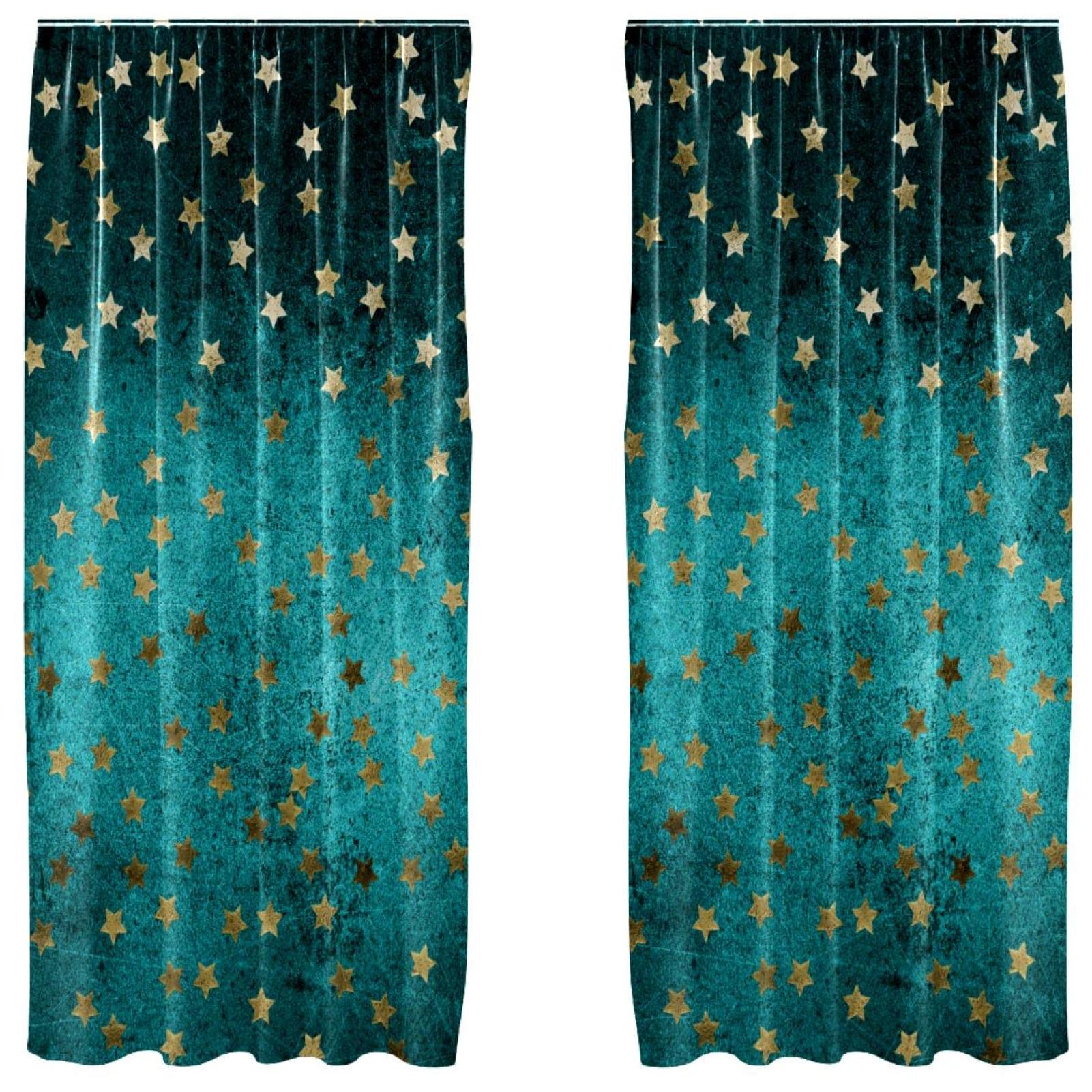 Rideaux étoiles bleu grunge 140x213 cm | Lot de 2 panneaux de salon