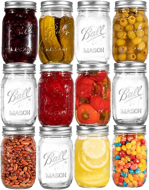 Ball Glass Mason Jar, Regular Mouth, Quart Size, 32 OZ