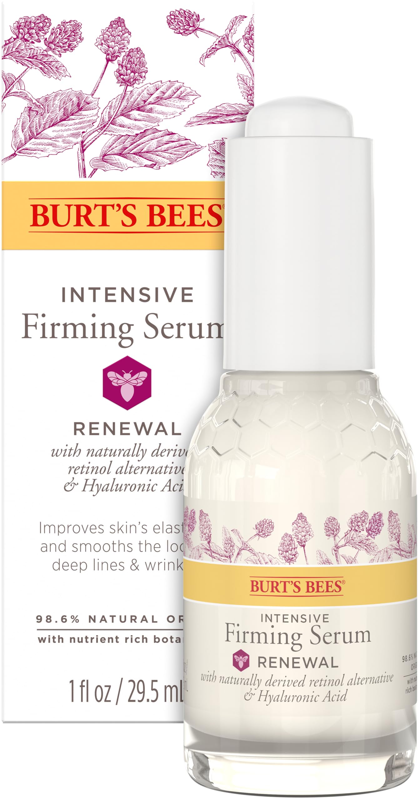 Renewal Intensive Firming Serum With Natural Retinol Alternative and Hyaluronic Acid, Powerful Natural Anti-Aging Ingredients, 98.6 Percent Natural Origin Skin Care, 1 fl. oz. Bottle