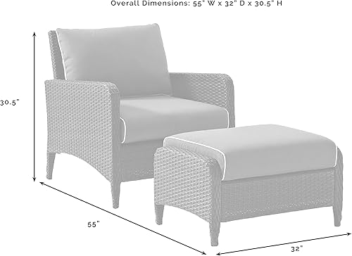 Miniatura 5 de Crosley Furniture Kiawah - Juego de conversación de mimbre para exteriores, 4 piezas, con cojines de sangría, color marrón