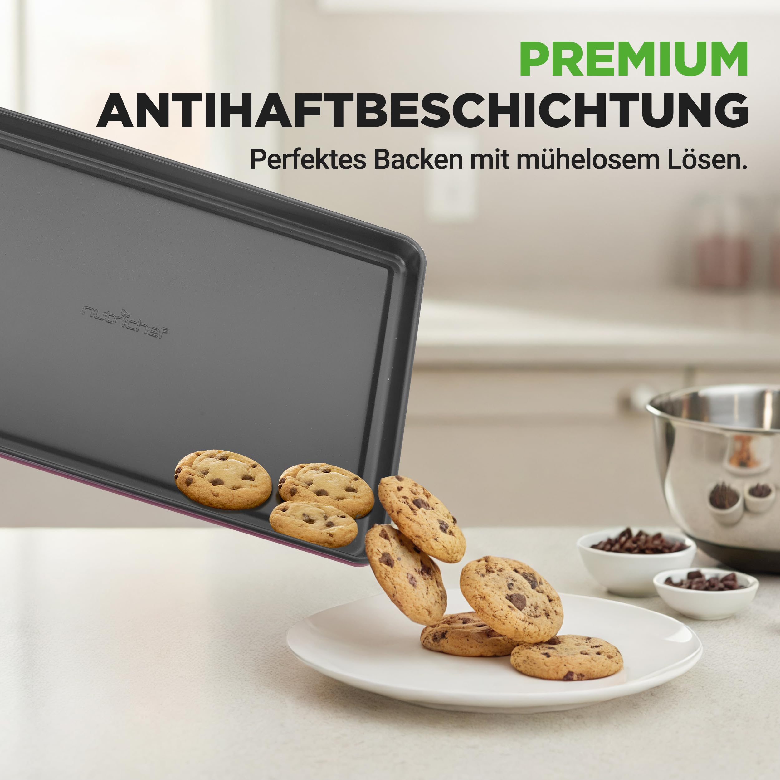 NutriChef Backformen Set 8-teilig – Auflaufform, Brotbackform, Backblech, Muffin Backform, Violet, Kuchenform rund & eckig, stapelbar & antihaft, spülmaschinenfest, ofenfest bis 230°C