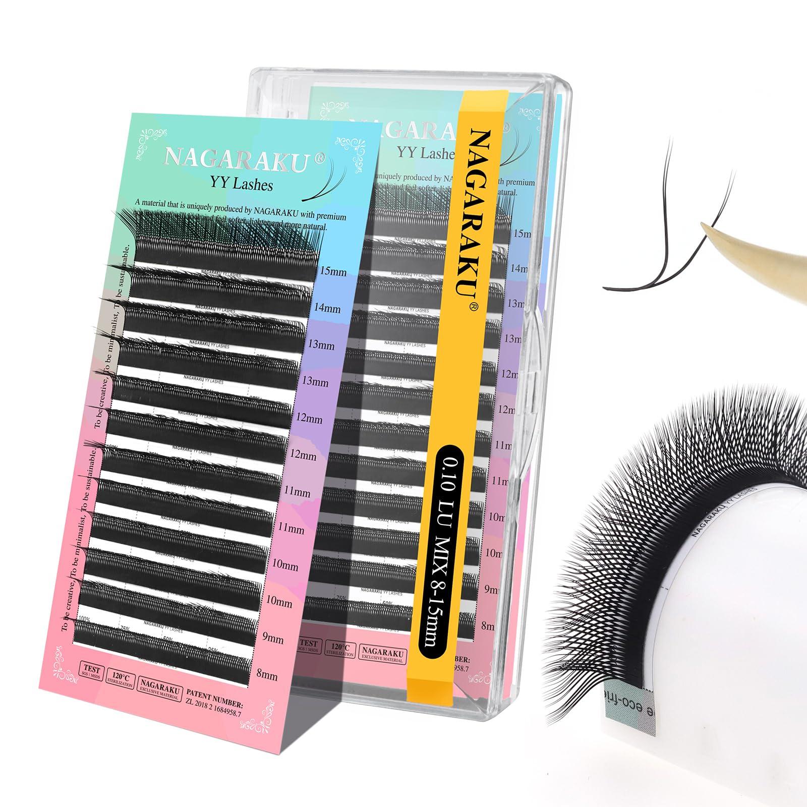 NAGARAKU YY Eyelash Extensions Supplies Y Lash 4D Easy Fan Russian Volume Crisscross YY Eyelashes Handwoven Y Shaped Mesh Wispy Clusters 12 Rows Pre