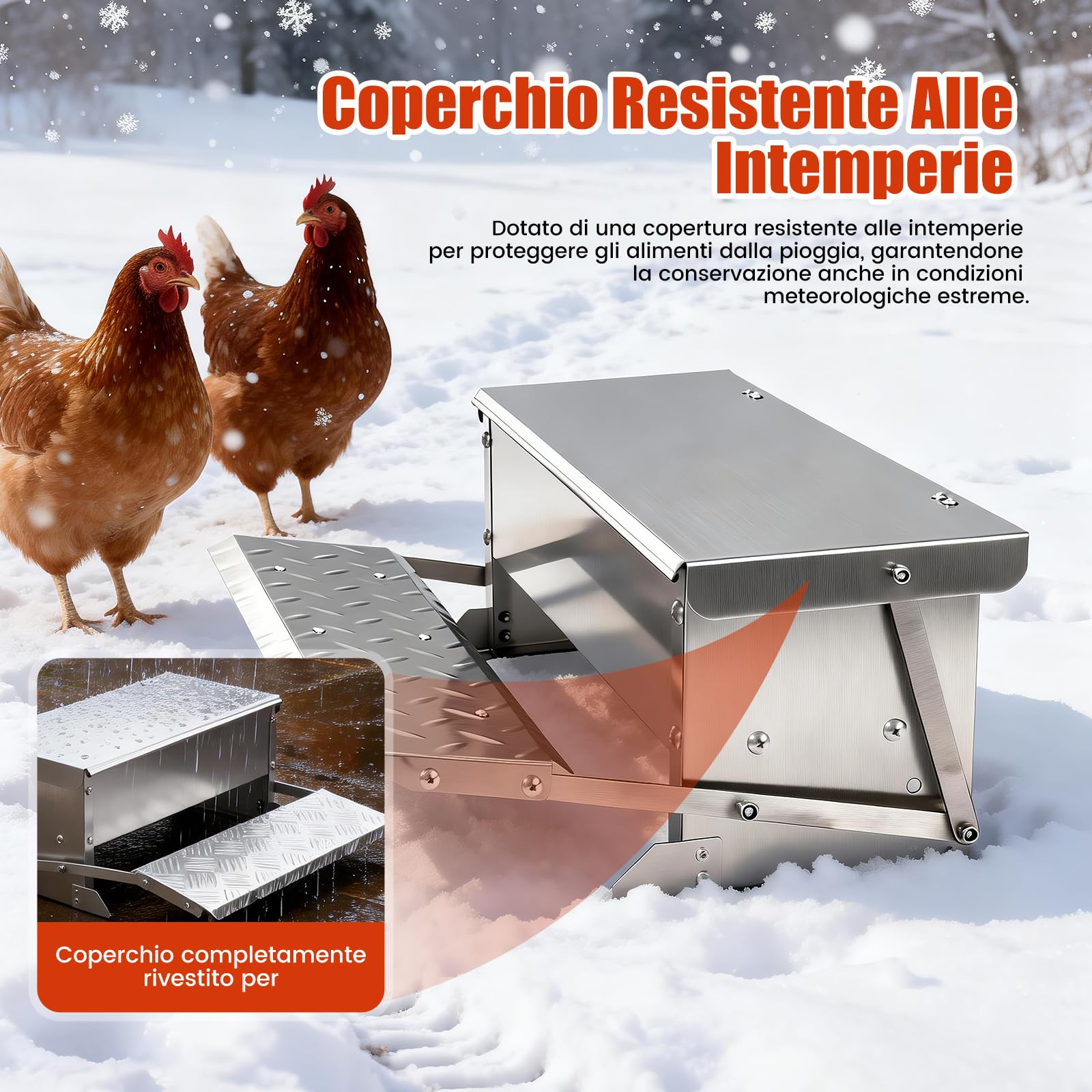 Mangiatoia per Polli a Pedale, Mangiatoia Automatica per Polli da 5 Kg, Senza Sprechi, con Coperchio Resistente Alle Intemperie per Galline e Anatre