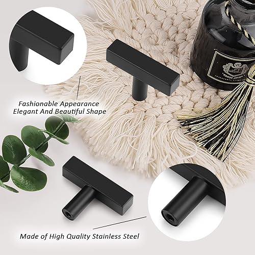 Miniatura 2 de knobelite Perillas cuadradas negras de 2 pulgadas para gabinetes de cocina, tiradores de cajón para muebles de cocina, paquete de 30 unidades