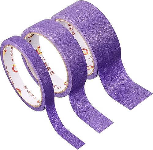 Outus 3 rollos de cinta de manualidades púrpura de 45 yardas, cinta adhesiva extraíble multiusos para decoración de etiquetado de arte, bricolaje,