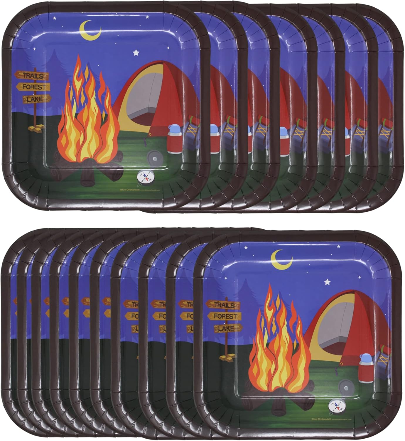 Blue Orchards Camping Dinner Plates 24 Pack Camping