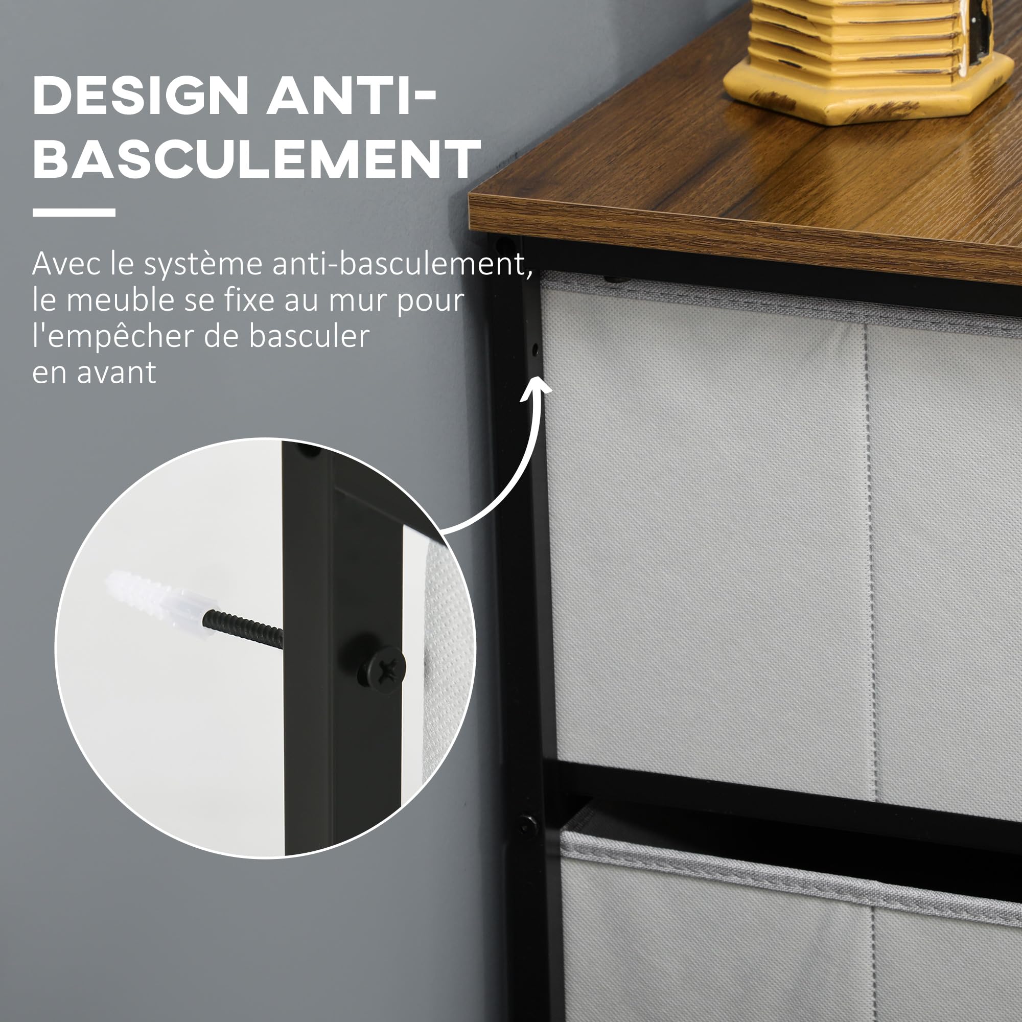 HOMCOM Commode 8 Tiroirs Meuble de Rangement Acier 100 x 30 x 78 cm Noir