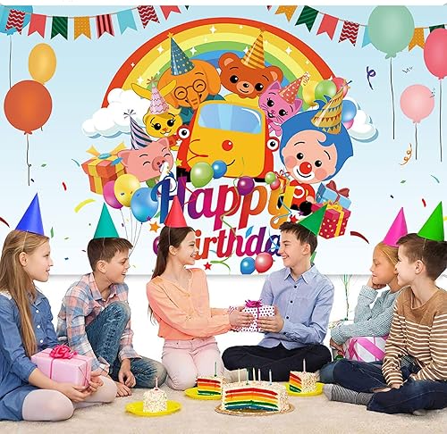 Miniatura 3 de Plim Plim - Cartel de feliz cumpleaños de dibujos animados para fiesta de cumpleaños, decoración de fiesta de cumpleaños, fondo de fotos de dibujos