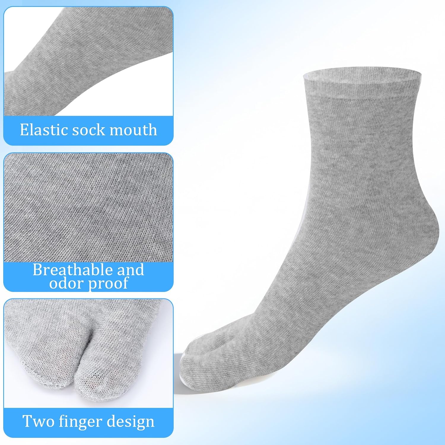 TIESOME 3 Pairs Japan Tabi Socks, Japanese Toes Separated Socks for Flip Flop Geta Soft & Breathable Cotton Socks for Women Men