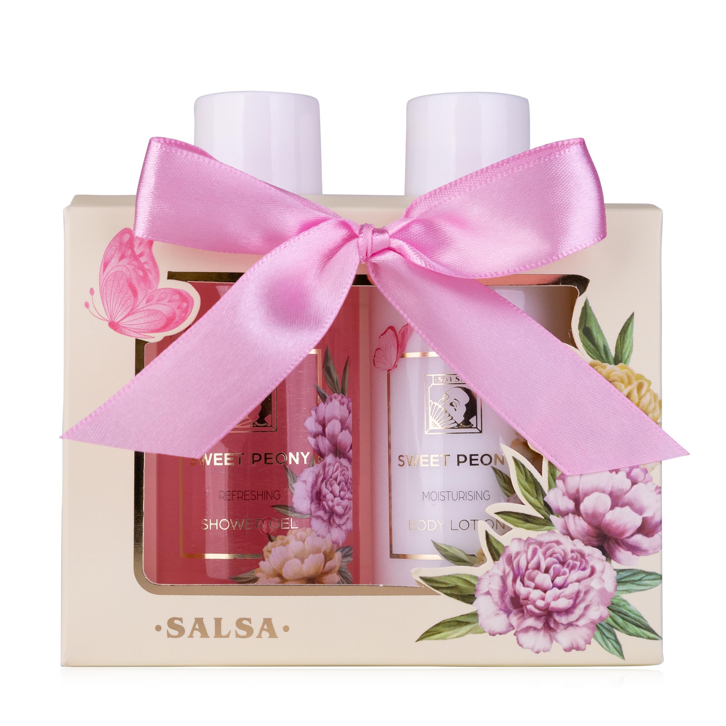 Accentra - Duschset Frauen Geschenkset SWEET PEONY in schöner Geschenkbox - 2-teiliges Pflegeset mit Duschgel und Bodylotion - Wellness Geschenk Set zum Valentinstag, Muttertag & Geburtstag