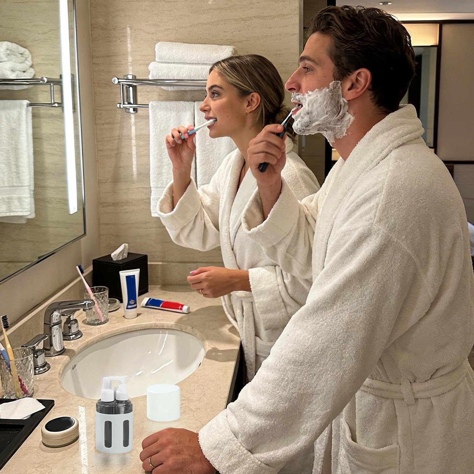 Derwrtup Juego de Frascos de Viaje,4 en 1 recargable vacía con pulverizador | Envases de Viaje para Artículos de Aseo - para Mujer Champú Acondicionador Gel de Ducha Perfume Vacaciones Hotel — view 9