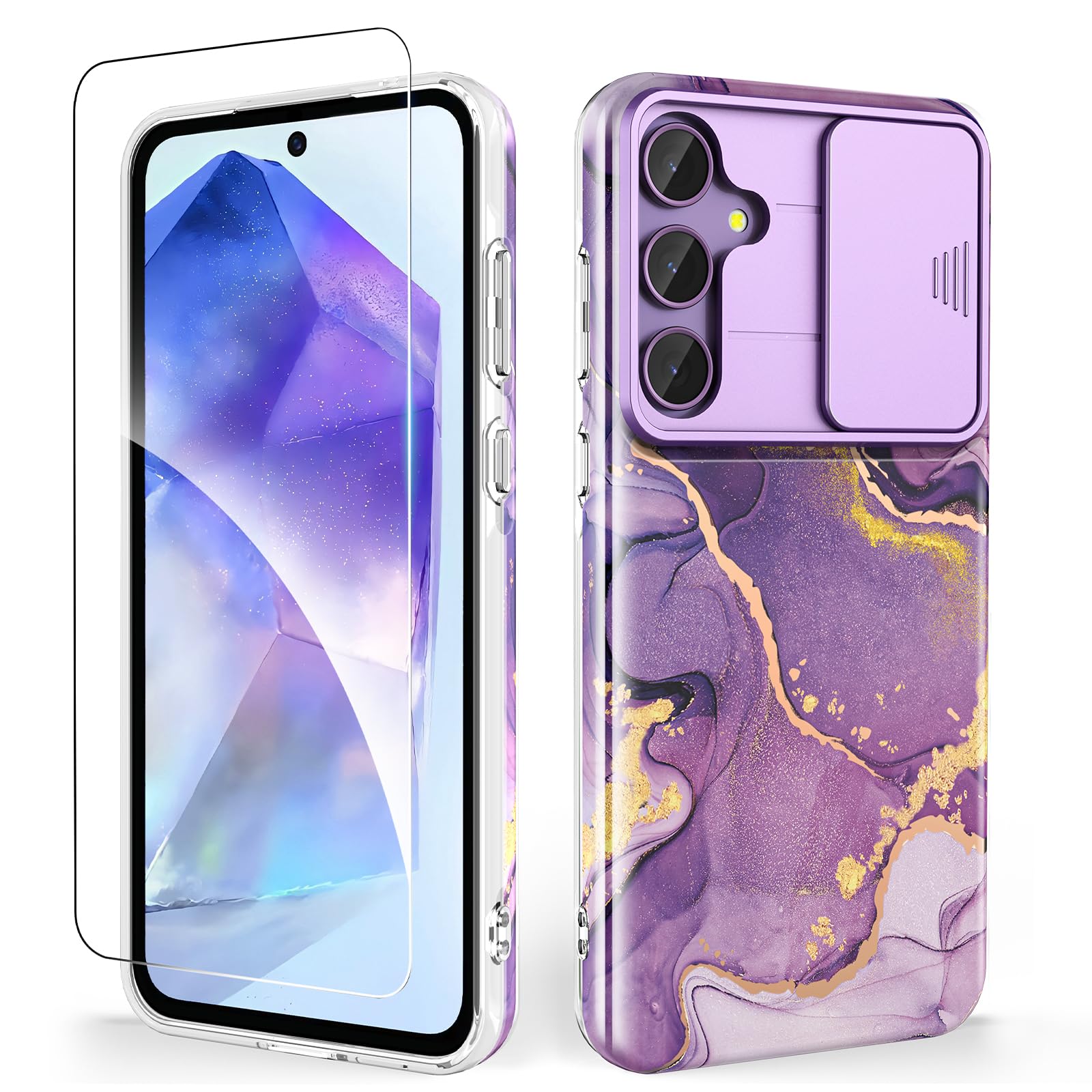 SHEDEER für Samsung A34 5G Hülle mit Glitzer Kameraschutz +