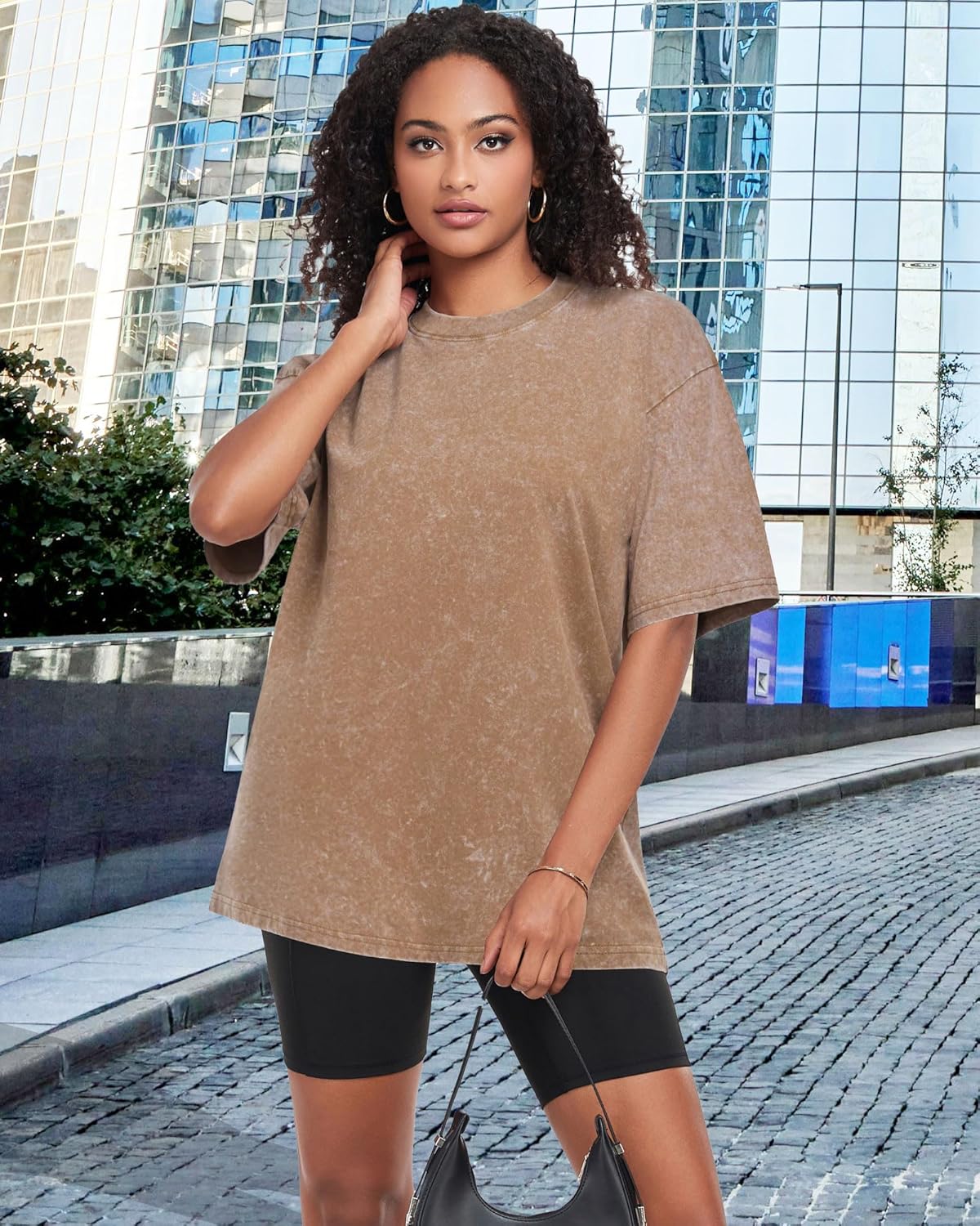 Oversized Tshirts for Women Short Sleeve Crew Neck Vintage Washed Basic Loose Casual Tees - Image 6