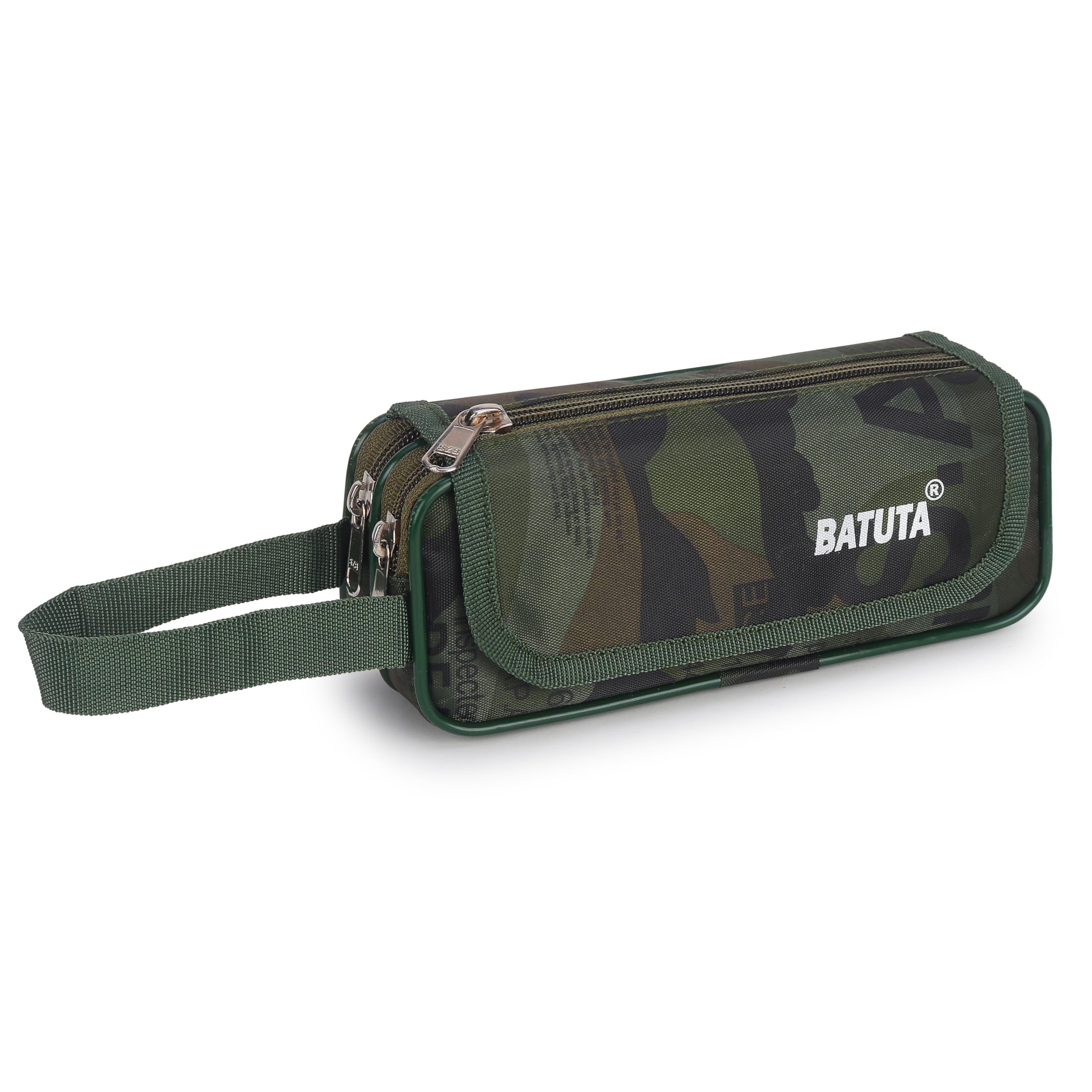 batuta hub BATUTA Camouflage Pencil Case, Double Zipper, Army Green with Carrying Handle-picture-27