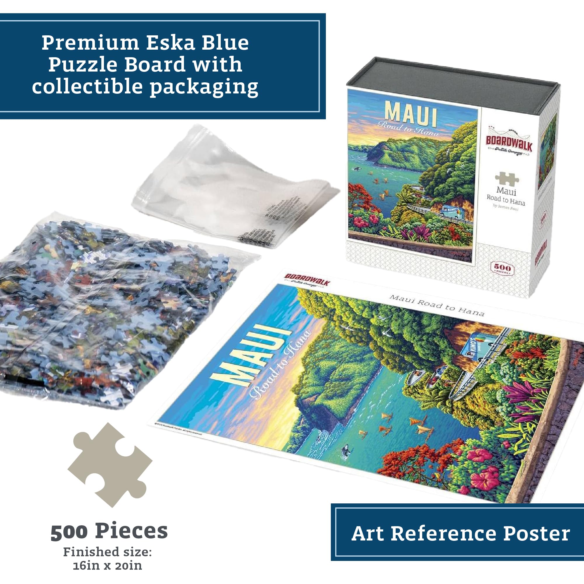 Amazon.com: Boardwalk Puzzles Maui Road to Hana 500 Piece Jigsaw