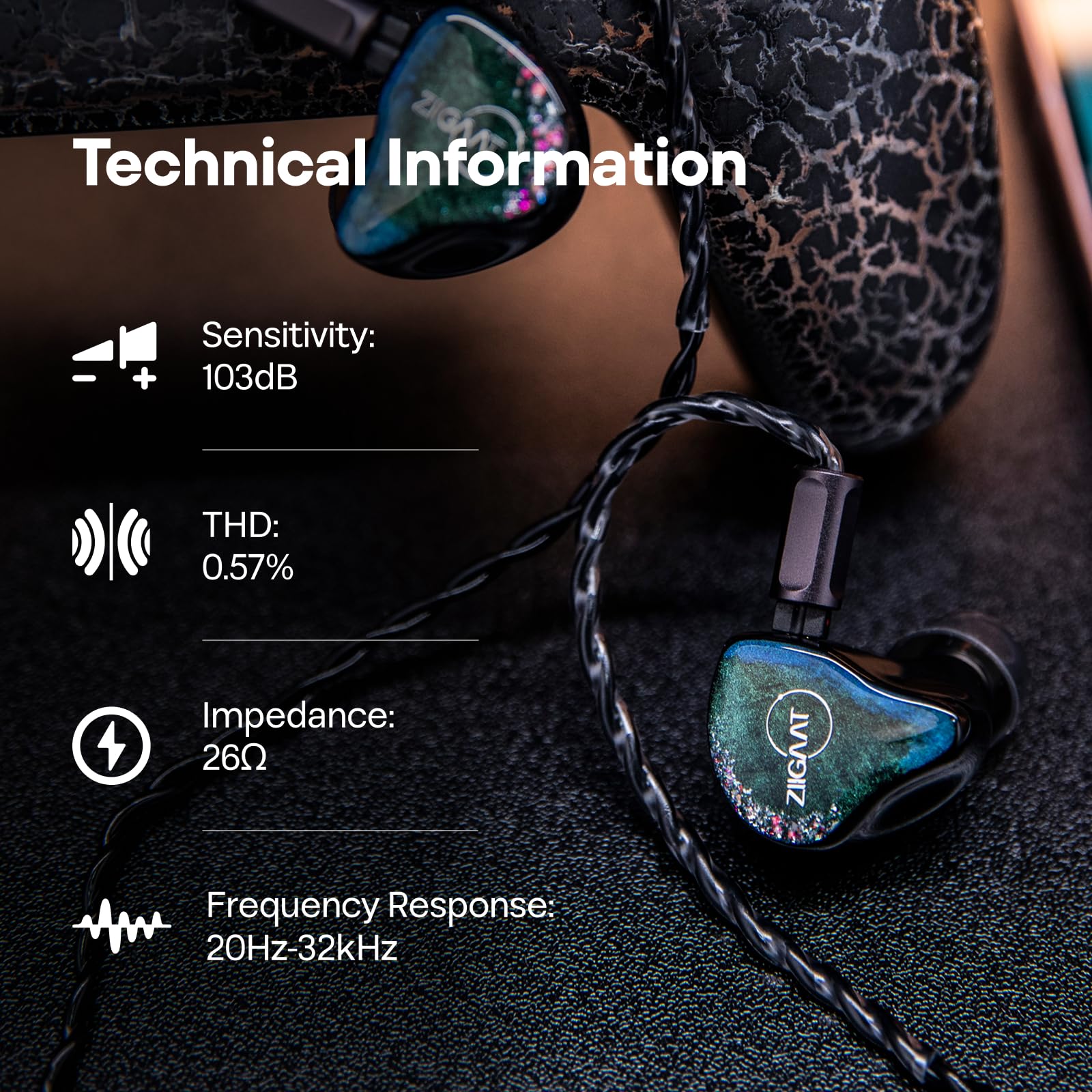 Linsoul ZiiGaat Luna 6BA HiFi In Ear Monitor,Auriculares IEM para Monitor de Estudio con Respuesta Rápida,Amplio Campo de Sonido y Claridad de Referencia,Cable OFC Plata-Plateado Desmontable