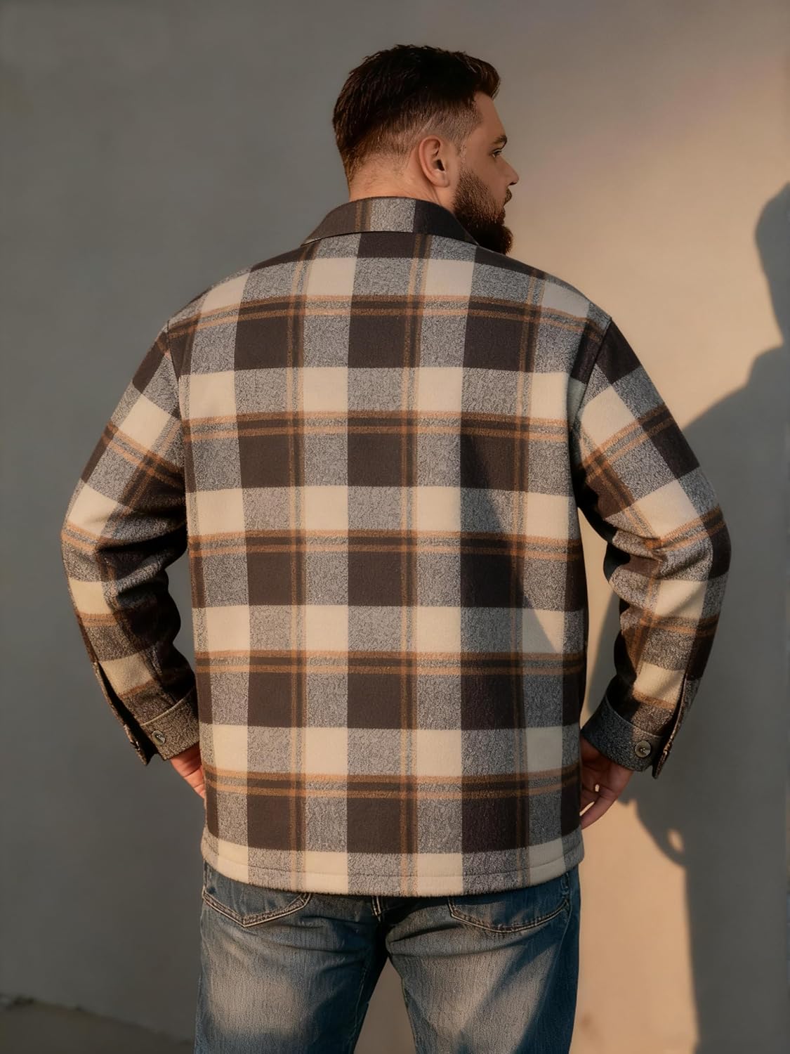 Men Flannel Shirt Big and Tall Plaid Shirt Jacket Long Sleeve Button Soft Brushed Shacket, 3XL-7XL - Image 2