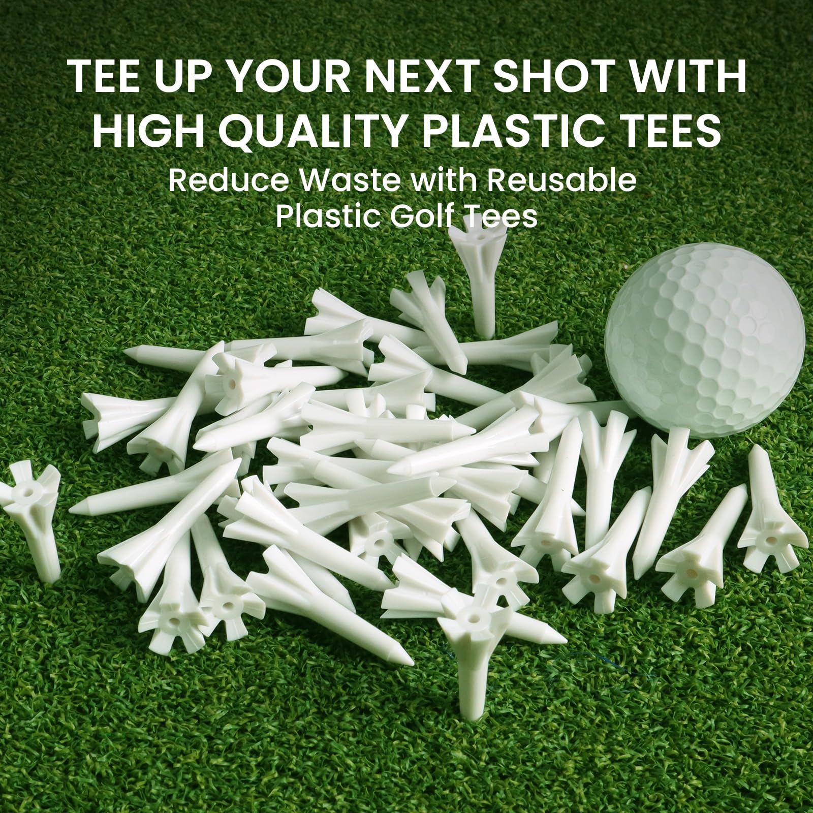 FINGER TEN Golf Tees Plastic Short Size 1 1/2 Inch Unbreakable Pack of 100 (White) - Image 3