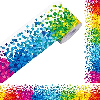 60 Feet Bulletin Board Borders, Confetti Straight Rolled Border Trim Back-to-School Bulletin Boards Decoration, Walls, Desks, Windows, Doors for School, Classroom & Offices